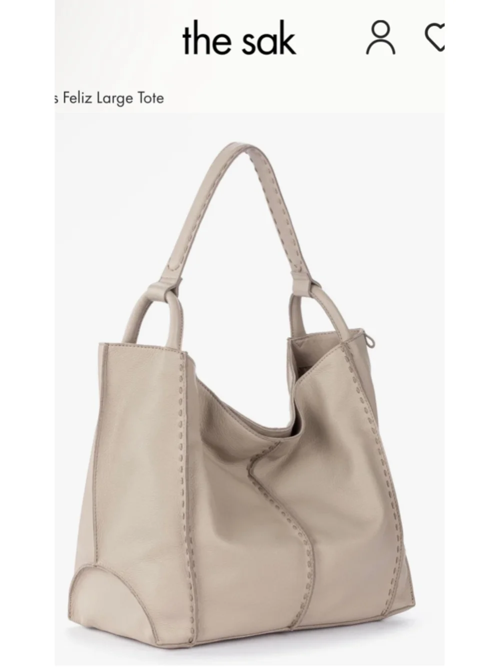 The Sak Los Feliz Large Pebbled Leather Tote Bag, Beige (Sand) NWT!